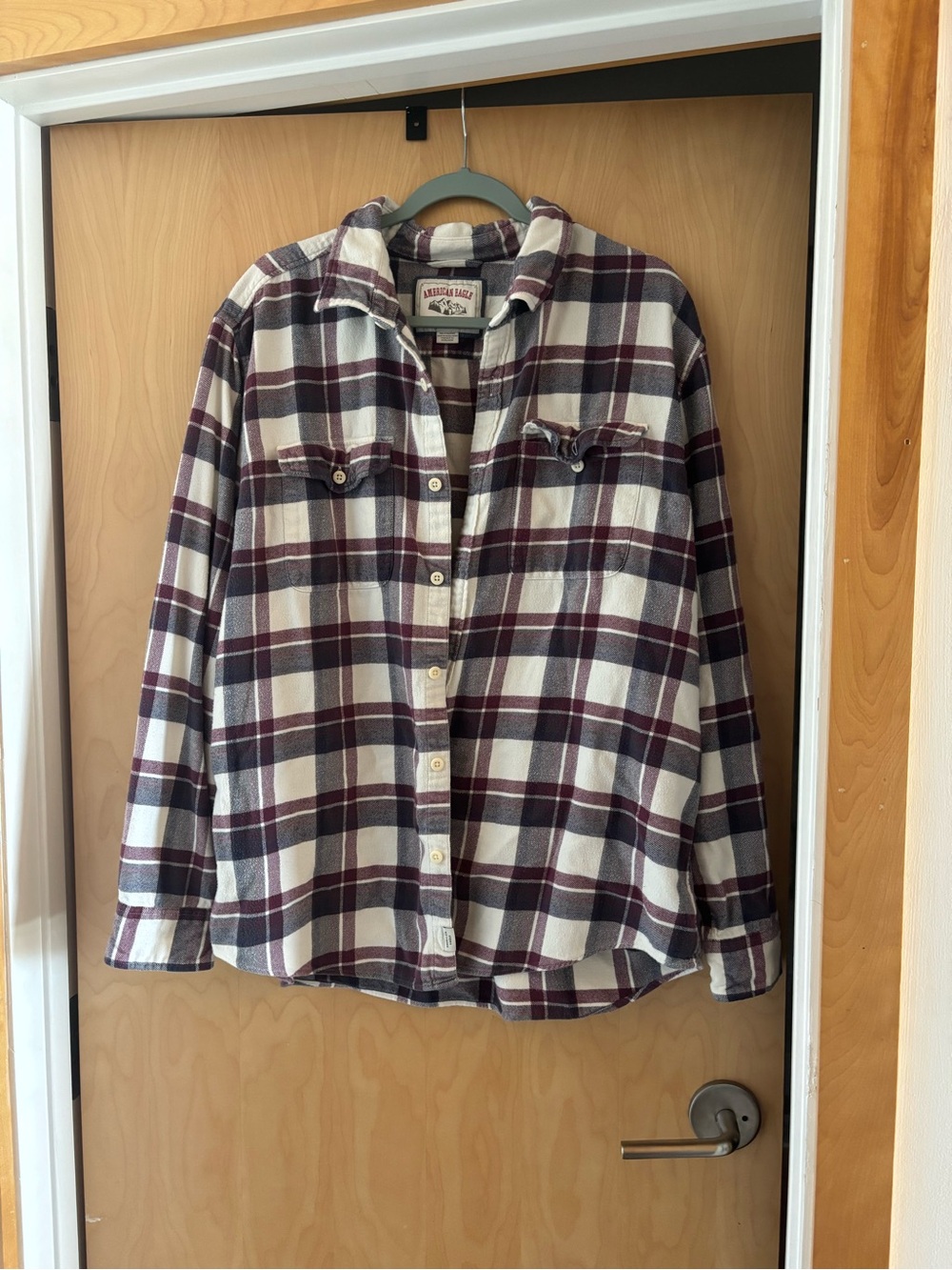 Cream and Burgundy Flannel